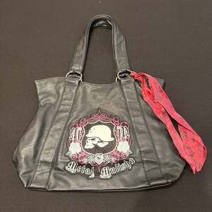 Metal Mulisha Skull Tote Bag with Pink Interior & Accents